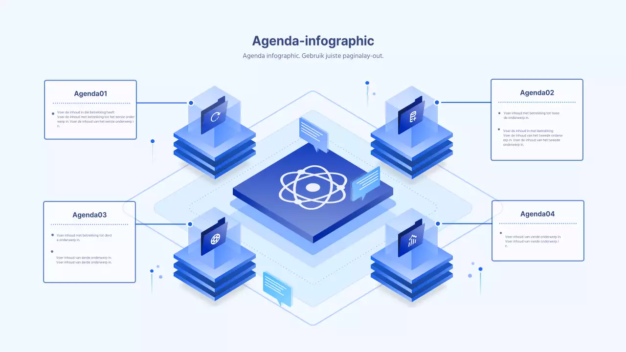 De blauwe isometrische conceptagenda