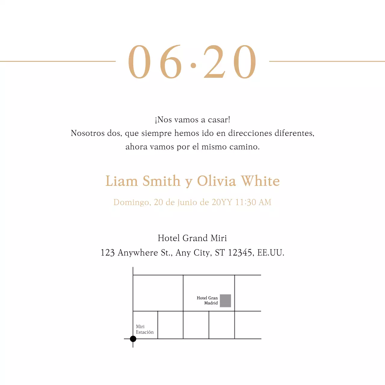 Fecha de la boda foto invitación de boda postal cuadrada con un aspecto limpio