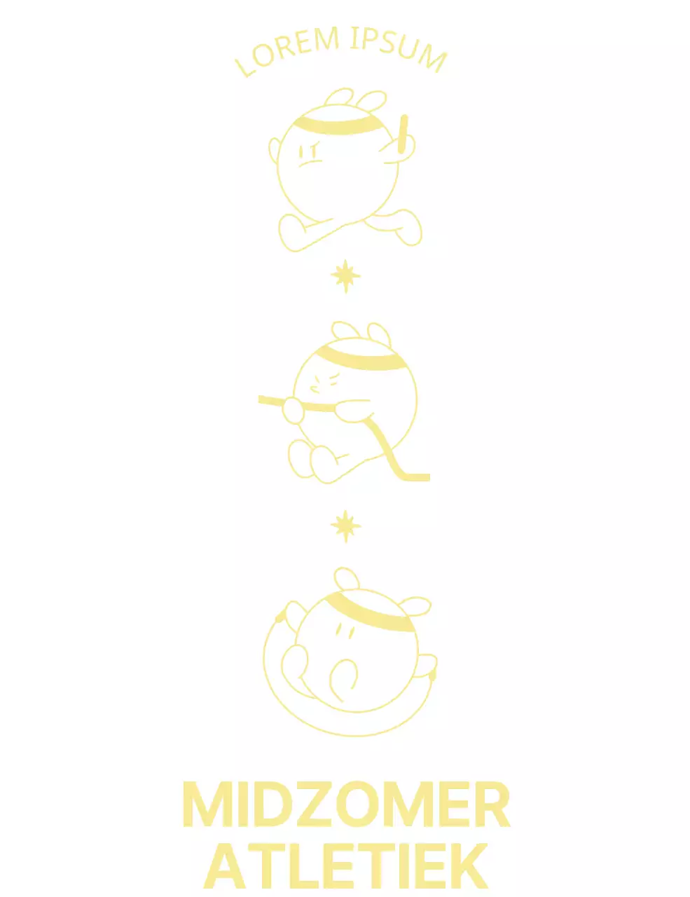 Middelbare school sportdag souvenir met een schattig geel oefenfiguurtje