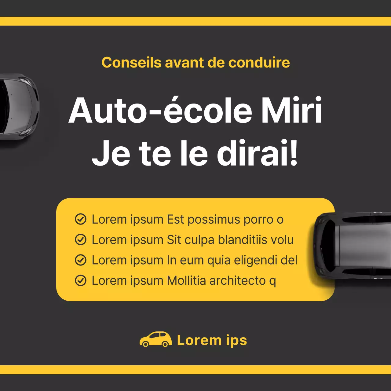 Des modifications importantes de la législation sur la circulation routière en noir et jaune