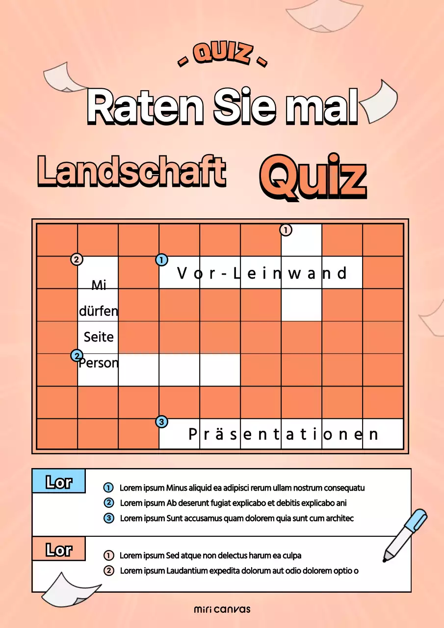 Ein orangefarbenes und süßes Konzept-Kreuzworträtsel