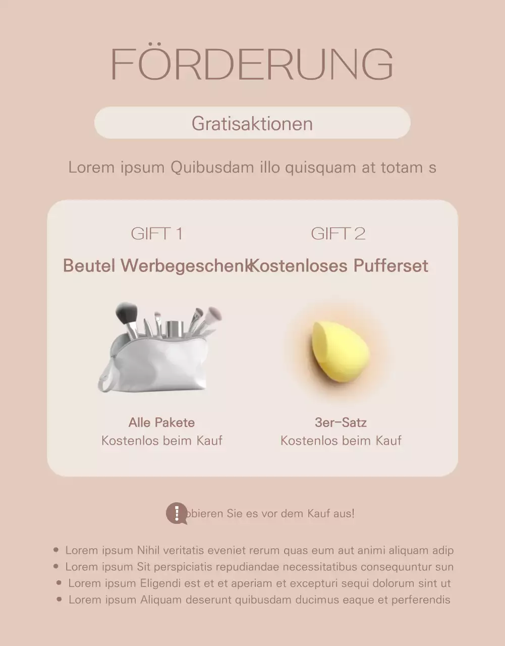 Marketingpinsel mit hellbraunem Hintergrund