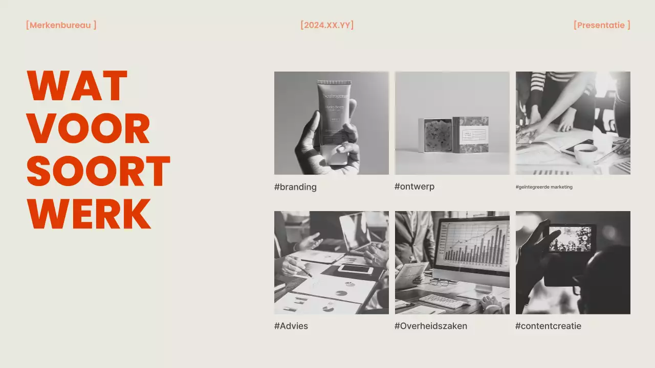 Een oranje en chique brand agency briefing