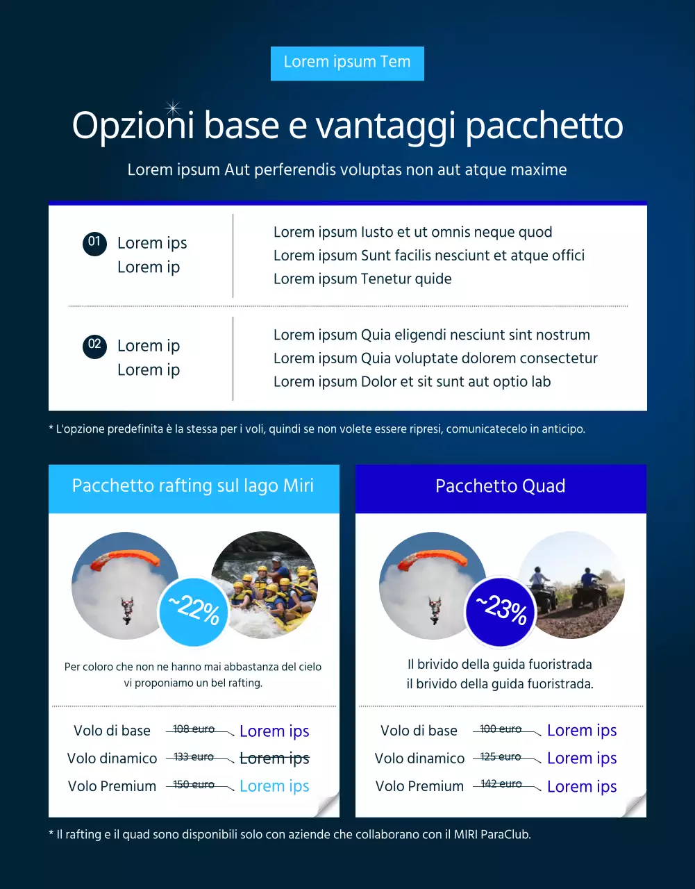 Pagina di dettaglio del parapendio semplice, verde e blu
