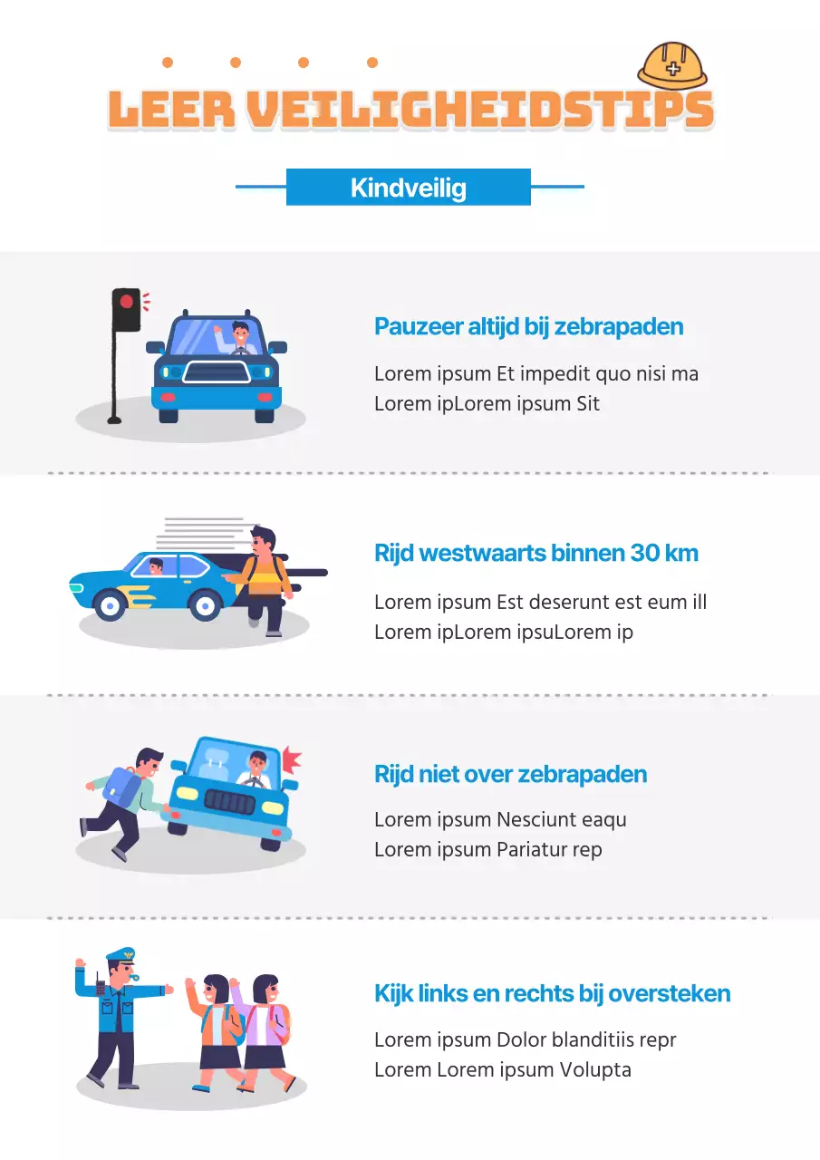 Blauw en geel schoon verkeersveiligheidssjabloon