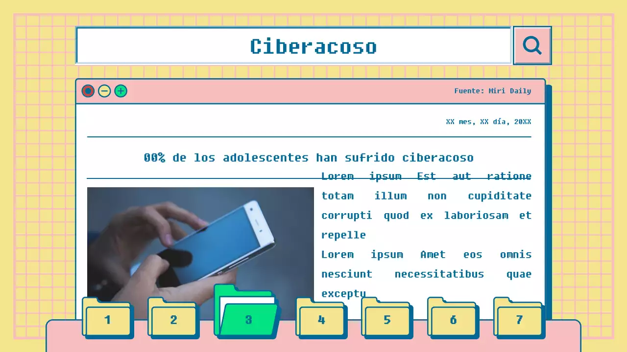 Presentación de la evaluación del rendimiento del concepto de navegador de Internet amarillo y rosa