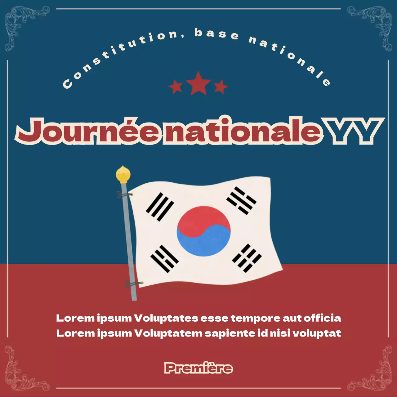 L'état du droit en rouge et bleu marine CardNews