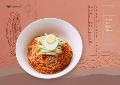 Menú de verano con fondo rosa índigo intenso e ilustraciones orientales