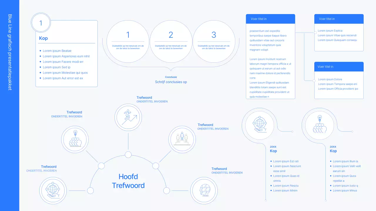 Business concept kit met blauwe, minimalistische en eenvoudige lijnen