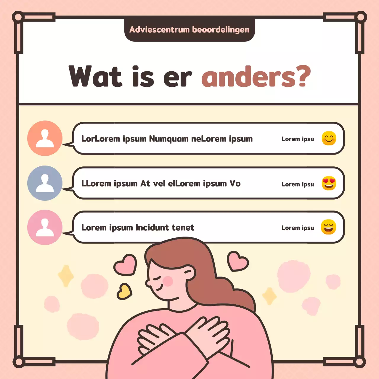 Roze pastelillustratie ter promotie van een psychologisch adviescentrum