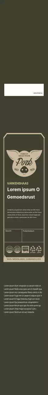 Donkergrijs eenvoudig frame Handon vleesverpakking