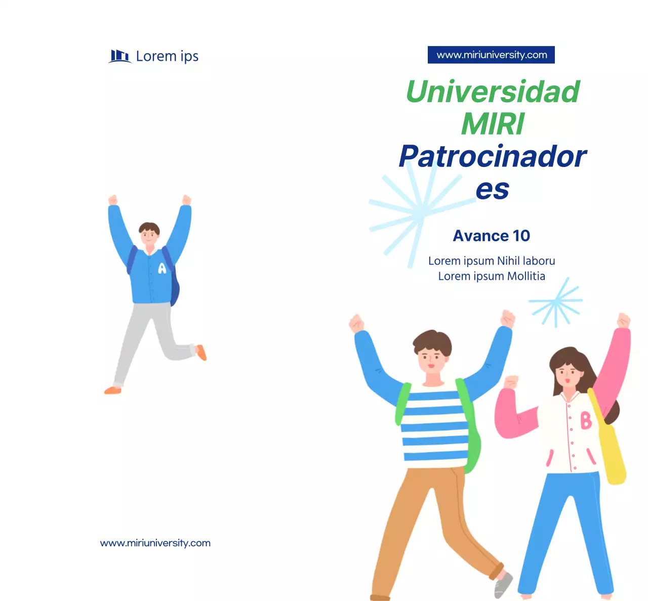 Una sencilla promoción de la afición universitaria con texto e ilustraciones en azul marino.