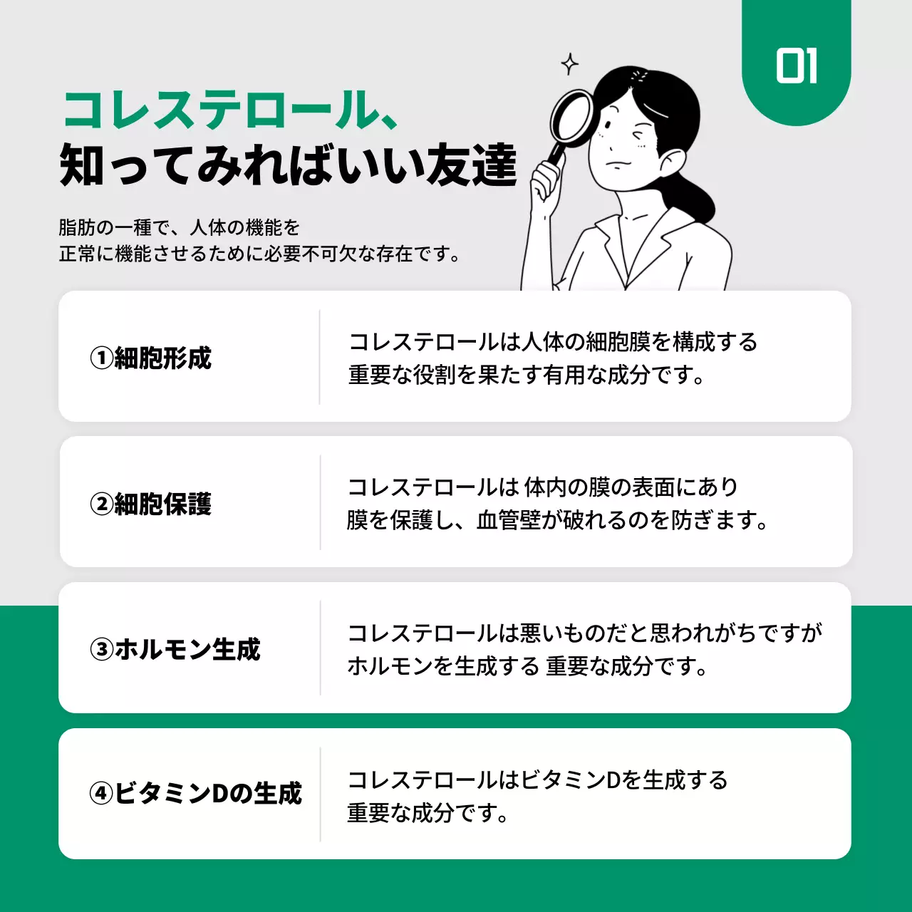 緑 シンプル 健康 資料 Instagram カルーセル