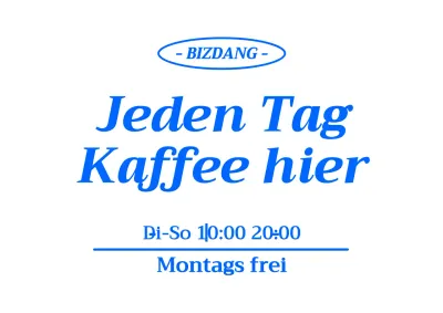 Förderung eines Cafés mit einer sauberen, blauen Getränkekarte
