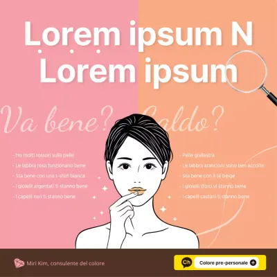 Consulente diagnostico personale di colori freddi e caldi in rosa e arancio.