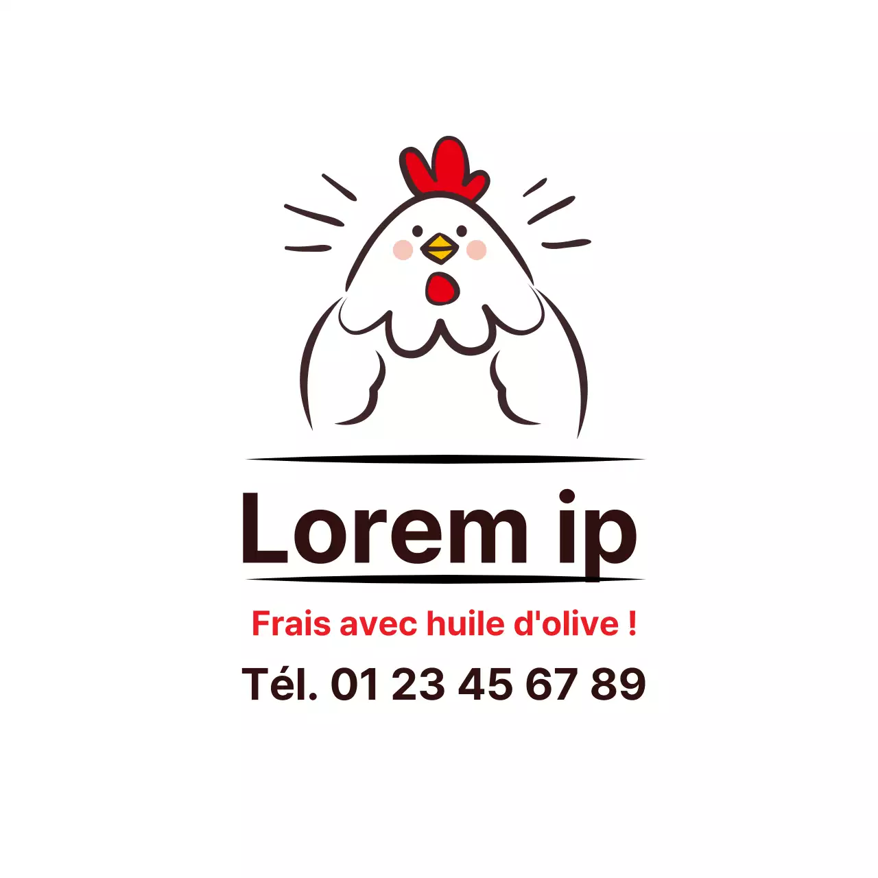 Illustration en blanc, promotion d'un karaage de nourriture mignon