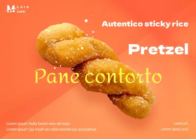 Semplice poster di sticky rice bun con sfondo arancione spaccato