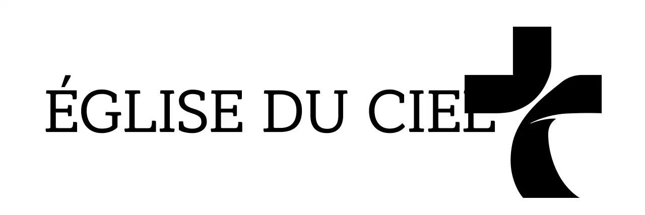 Conception simple et sobre d'une église avec un logo en forme de croix noire