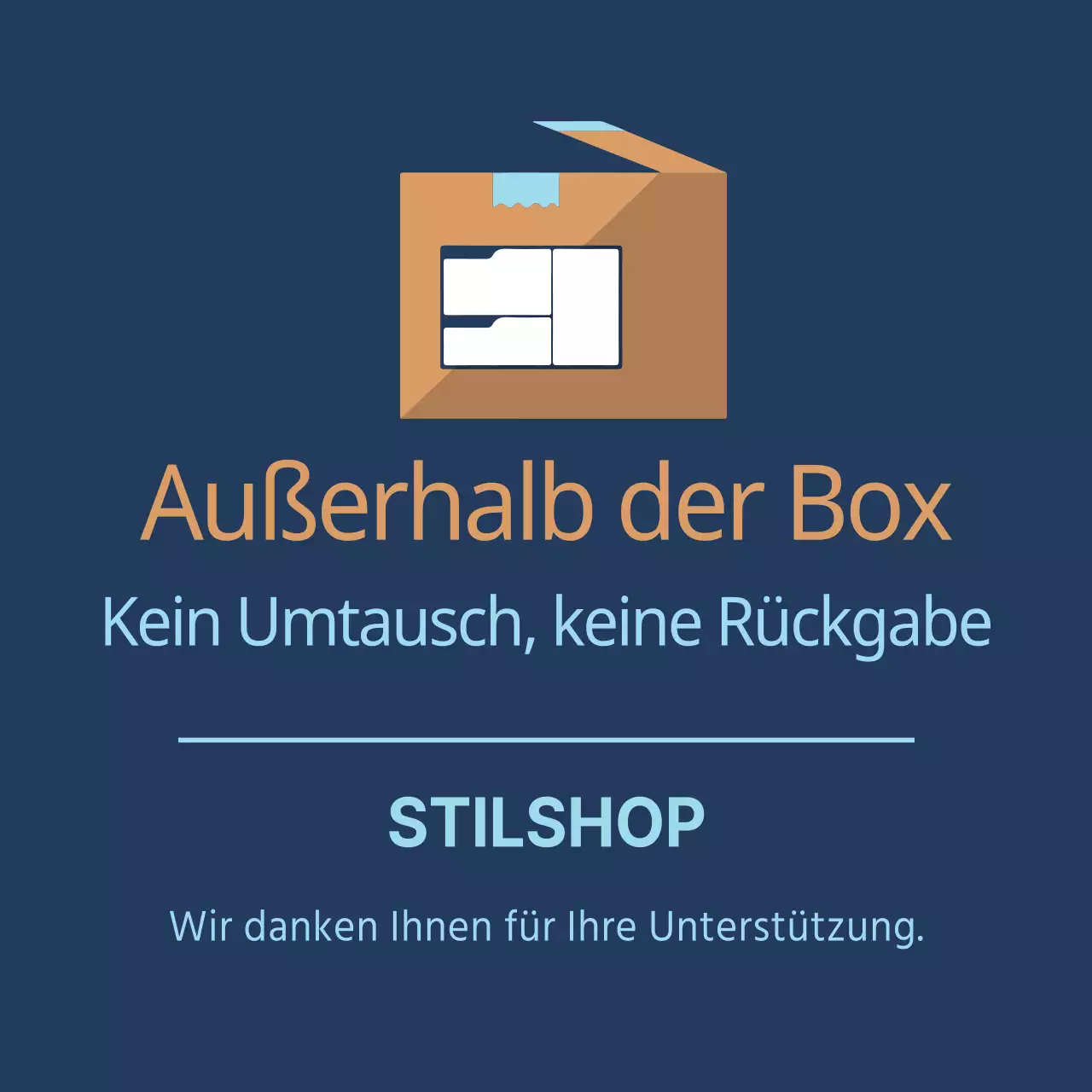 Kein Umtausch oder Rückgabe