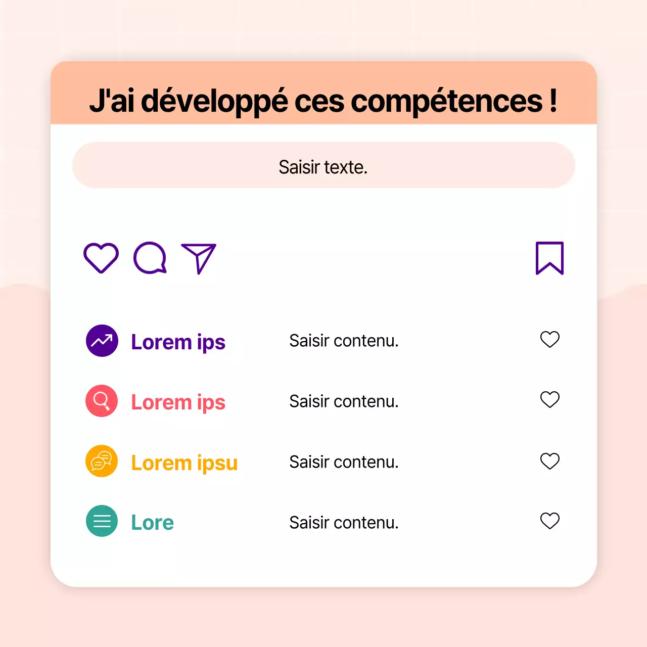 Bio de profil de média social kitsch en orange et rose