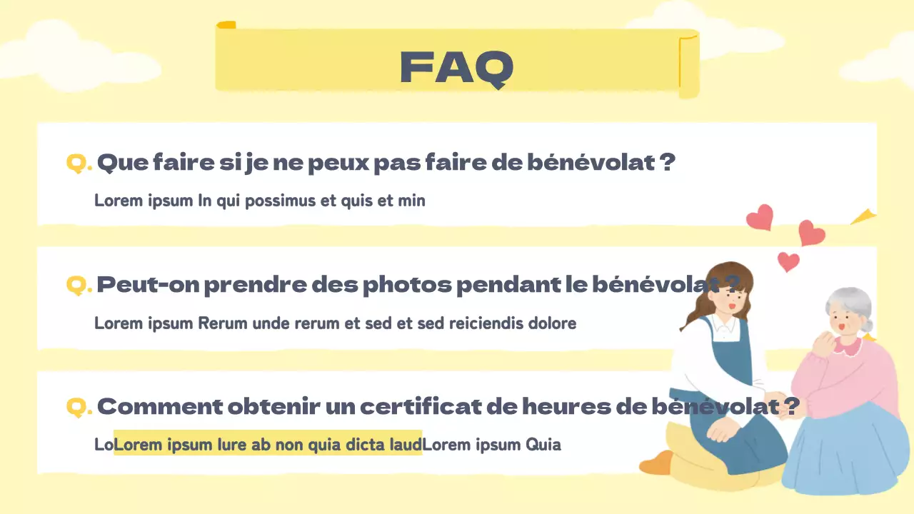 Documents à l'intention des volontaires dans des tons jaunes chauds