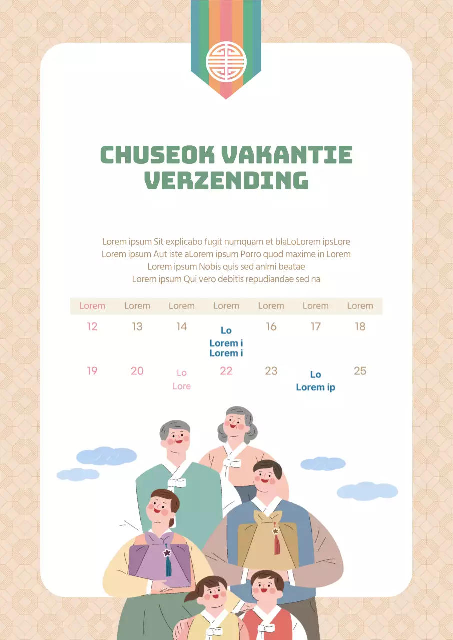 Chuseok vakantie leveringsbericht met een warm beige patroon achtergrond