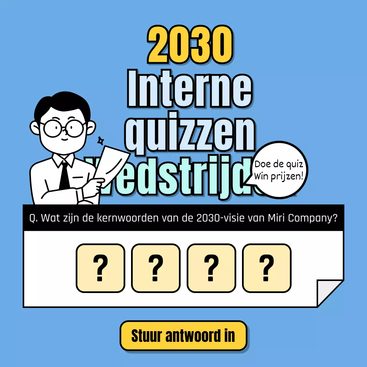 Een strakke blauwe monochrome achtergrond voor een interne triviawedstrijd