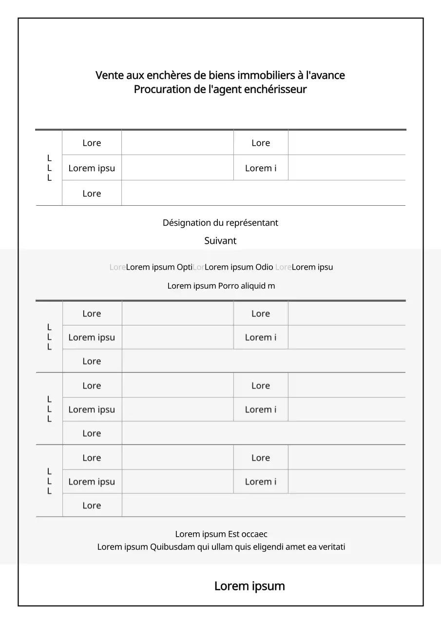 Procuration pour l'agent soumissionnaire pour la vente aux enchères d'un bien immobilier dans le cadre de la mise en valeur du gris