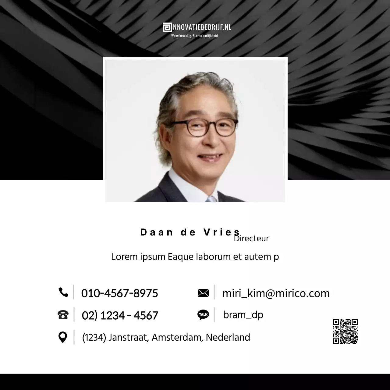 Eenvoudig zwart-wit conceptprofiel met patroon