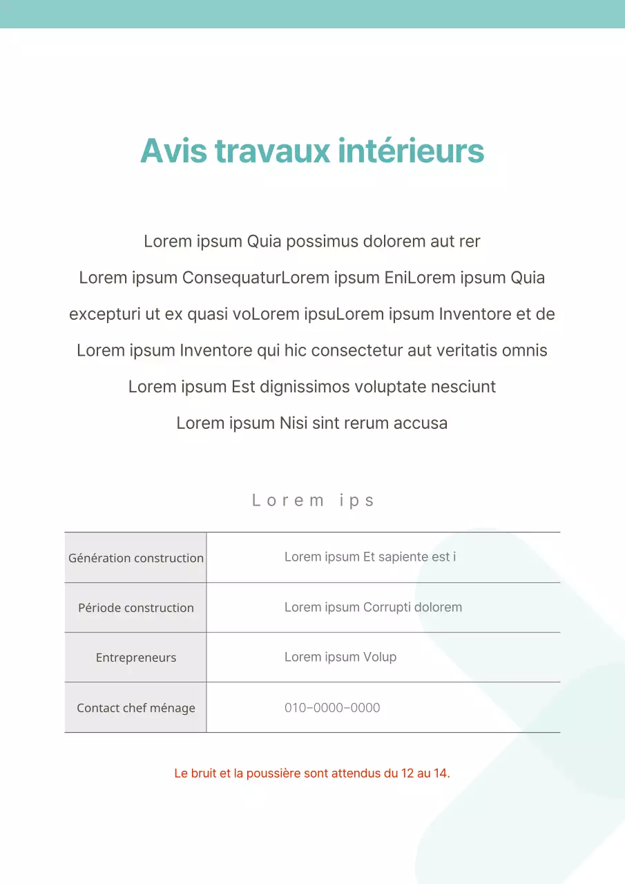 Un prospectus d'appartement simple, de couleur menthe