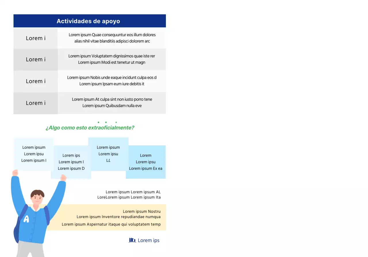 Una sencilla promoción de la afición universitaria con texto e ilustraciones en azul marino.