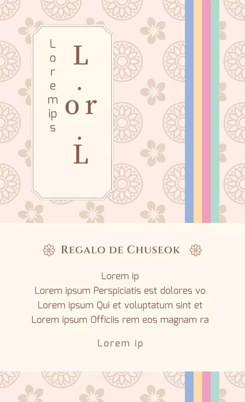 Medicinas y regalos de Chuseok con motivos tradicionales en beige y marrón