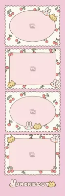 Marco de fotos de cuatro esquinas con simpáticas ilustraciones en rosa