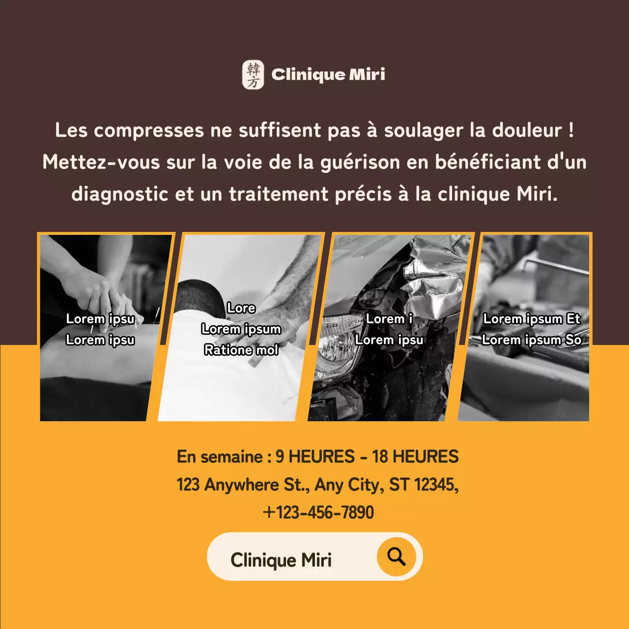 Des cataplasmes contextualisés avec un concept de bande dessinée jaune et marron