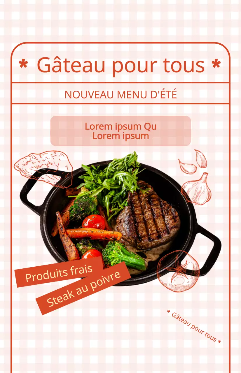 Drapeau promotionnel de menu de formulaire avec un joli fond rouge à carreaux