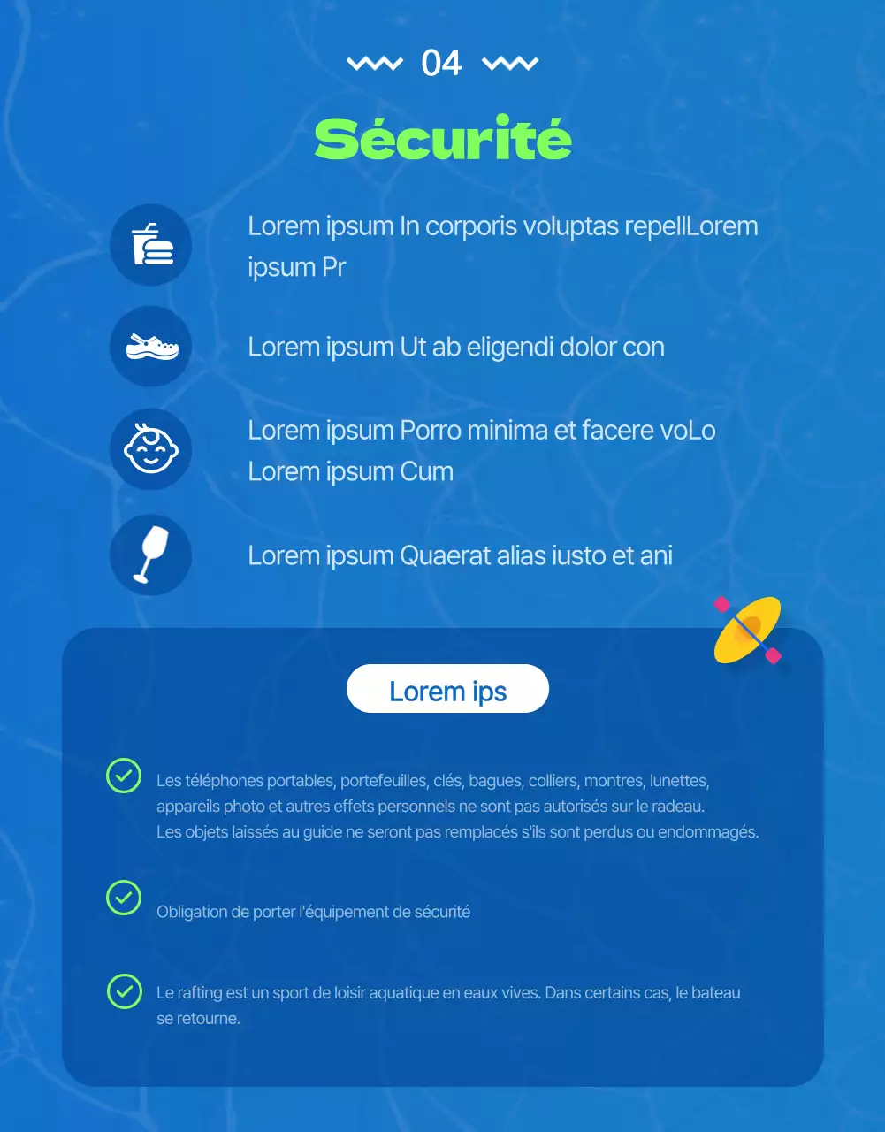 Des entreprises de rafting sympas avec des illustrations bleues et vertes de Donggang