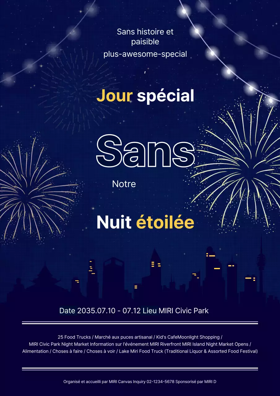 Fête nocturne avec feux d'artifice de la marine et illustrations de la ville