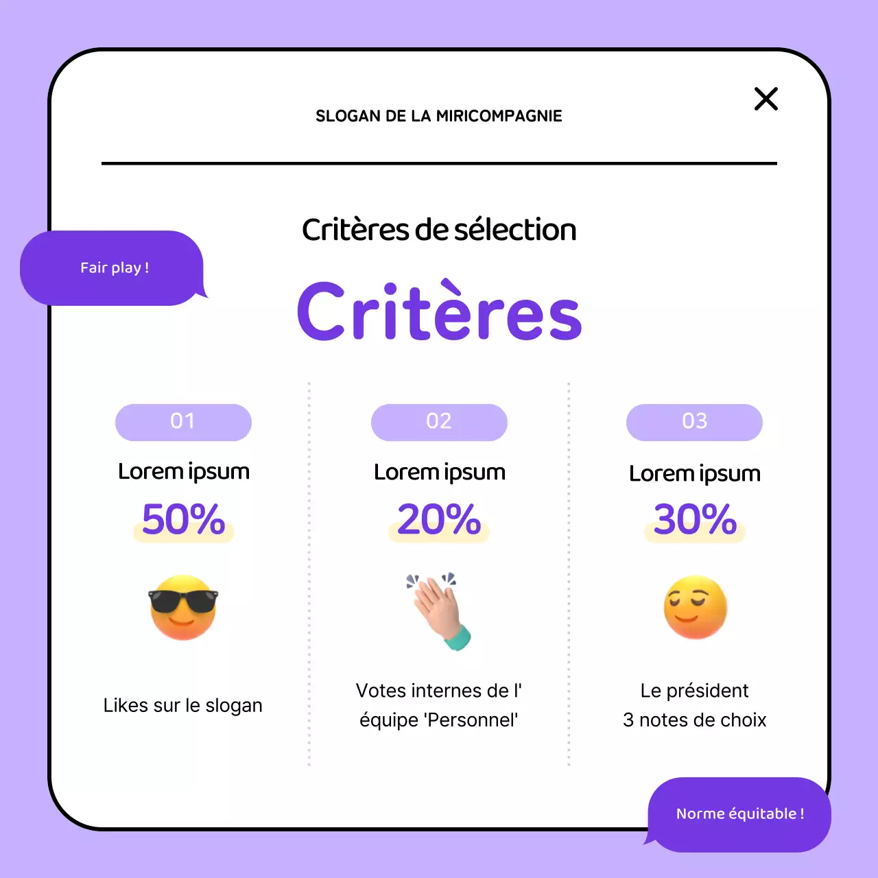 Le slogan violet et jaune vainqueur de notre concours interne