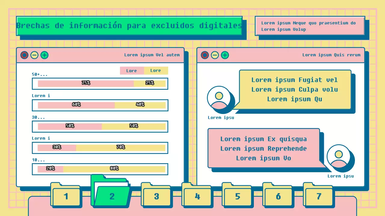 Presentación de la evaluación del rendimiento del concepto de navegador de Internet amarillo y rosa