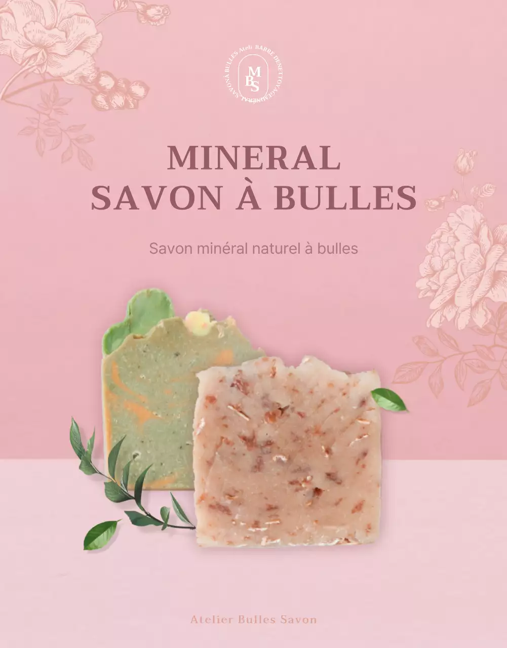 Savon minéral nettoyant naturel rose clair