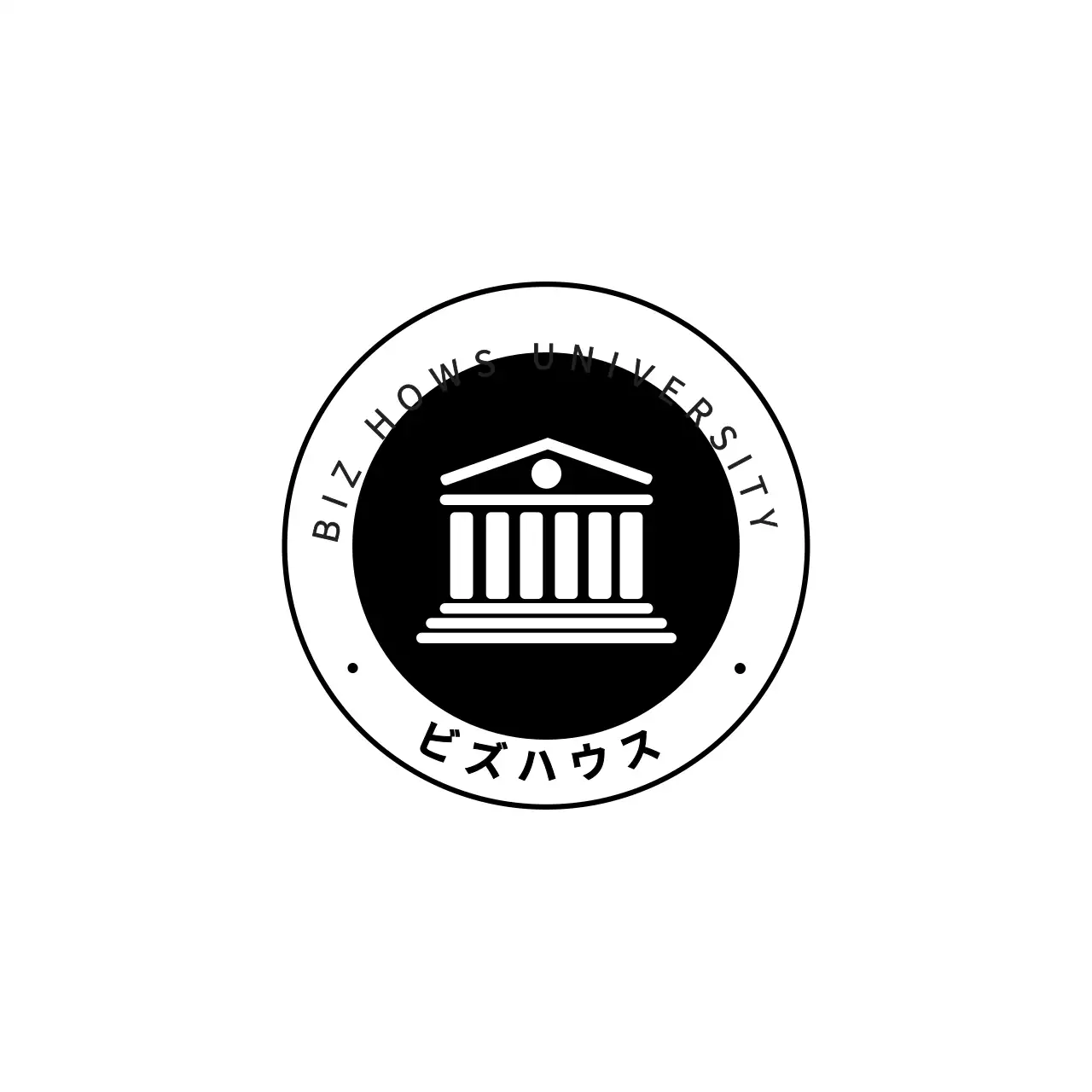 白と黒のすっきりとしたアンブル型ロゴスタイル 学校や同好会用