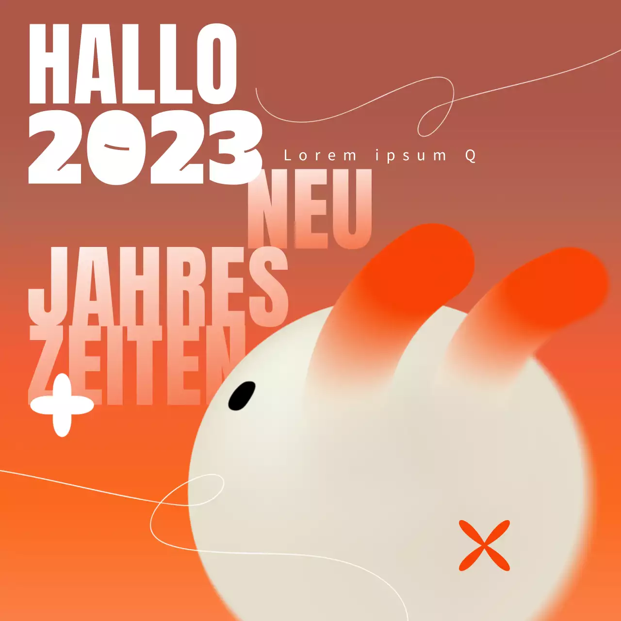 Süße Neujahrsgrüße in Rot