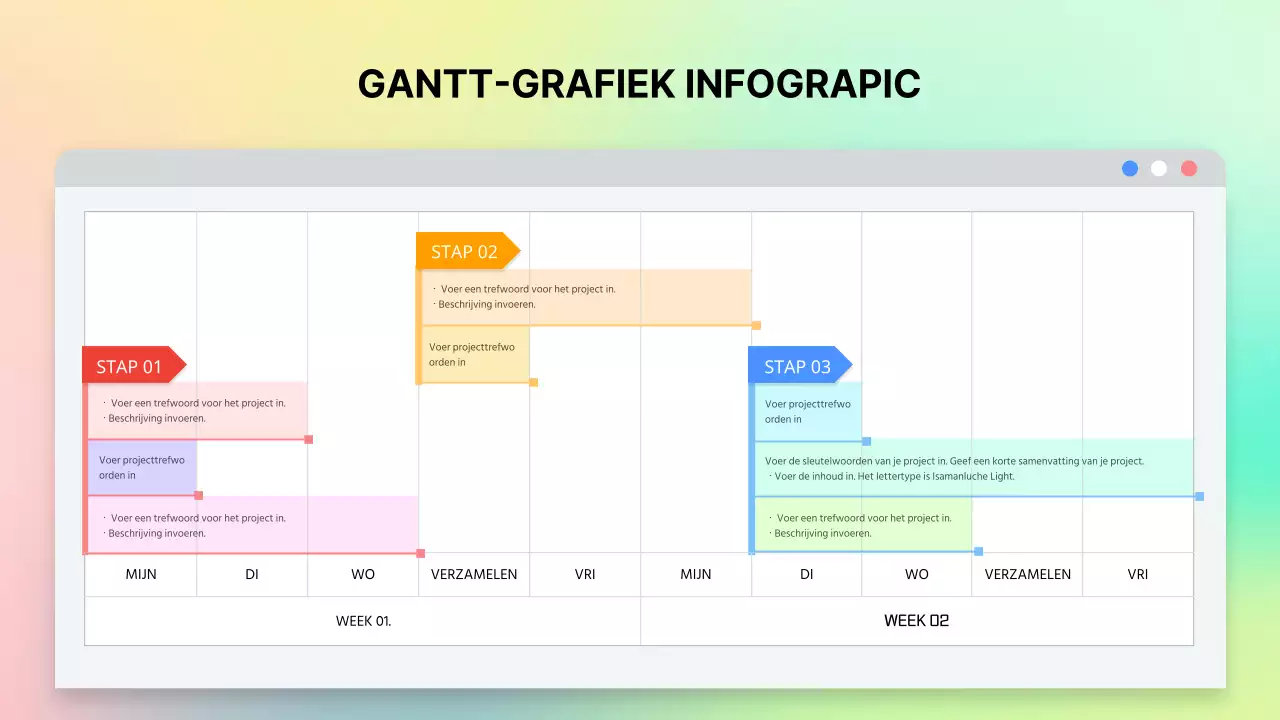 Gantt-diagram in grafisch internetvensterconcept