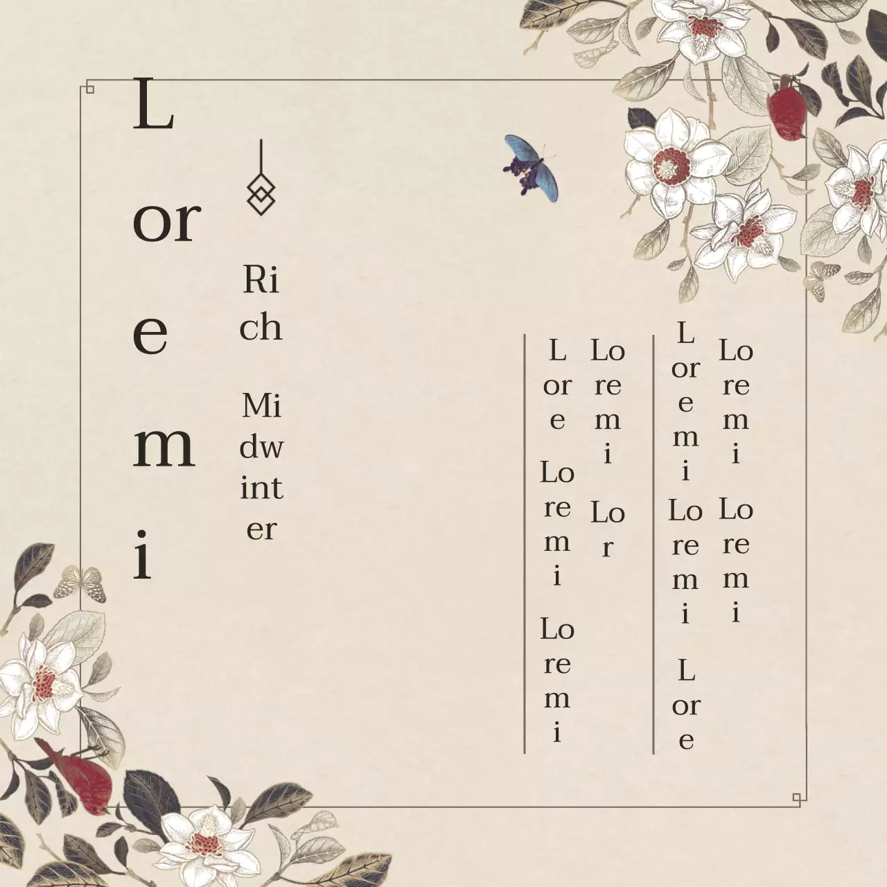 Een eenvoudige Obon-bedankgroet met een beige, oosters concept