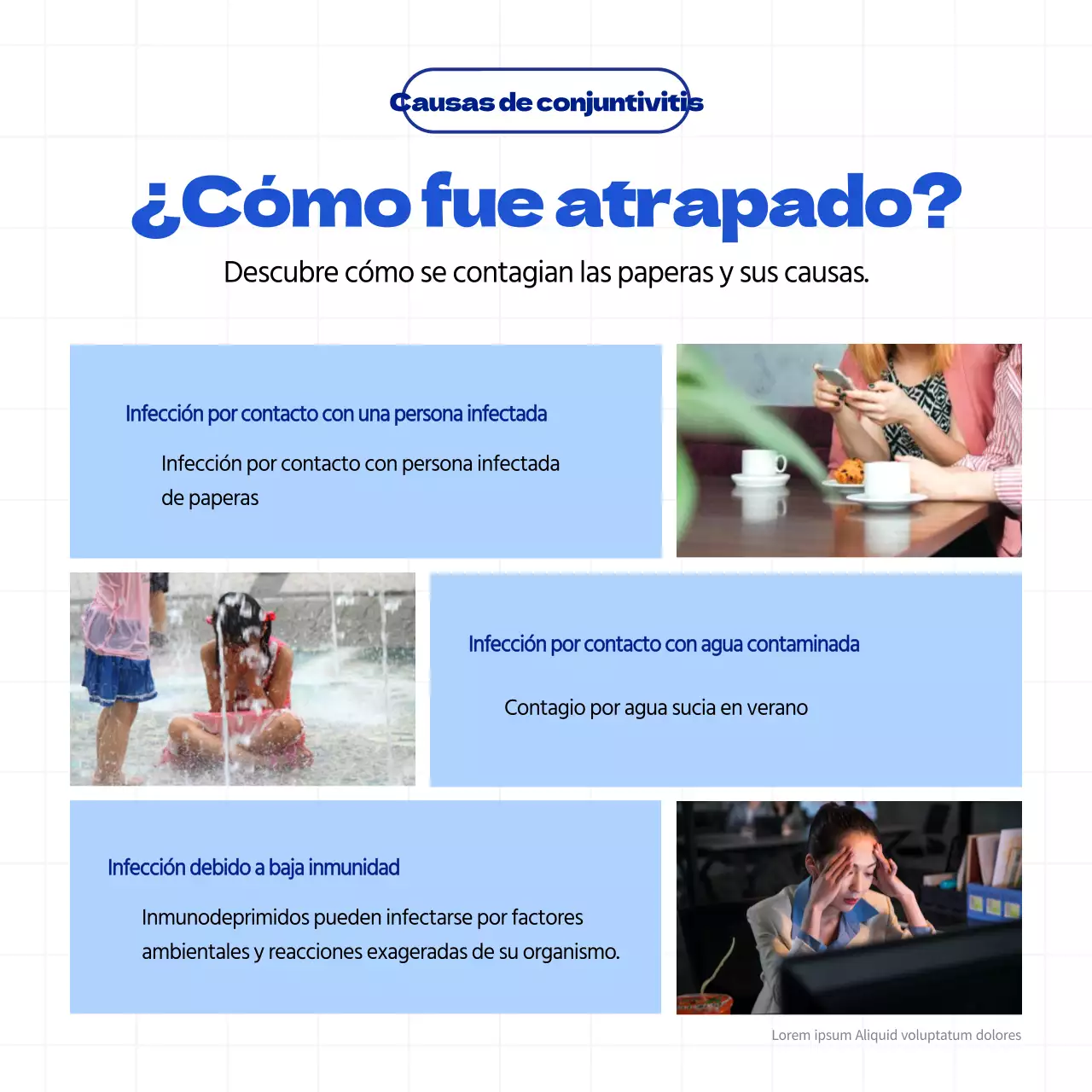 Conjuntivitis nítida en azul claro y blanco CardNews