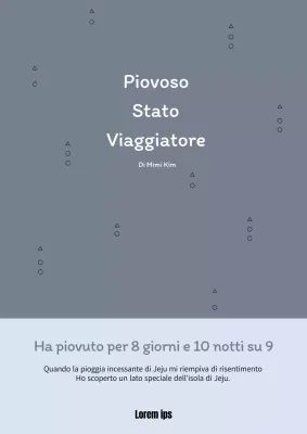 Un libro in prosa di viaggio grigio chiaro, semplice e iconico