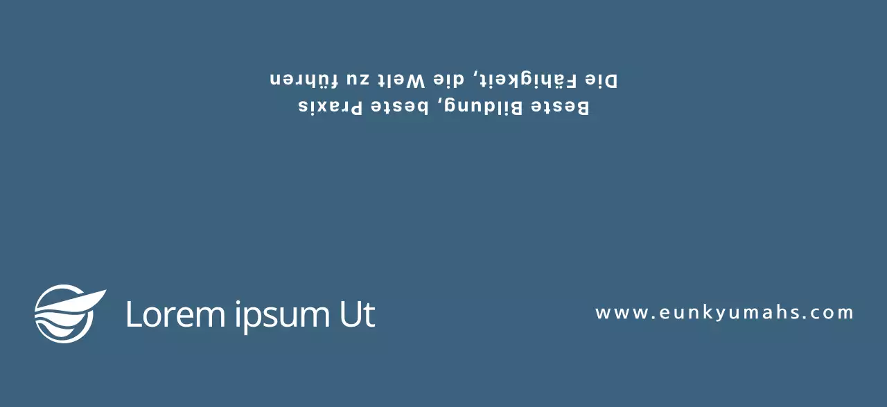 Ein einfaches Konzept mit dunkelblauem Text, um für eine Kunsthochschule zu werben.