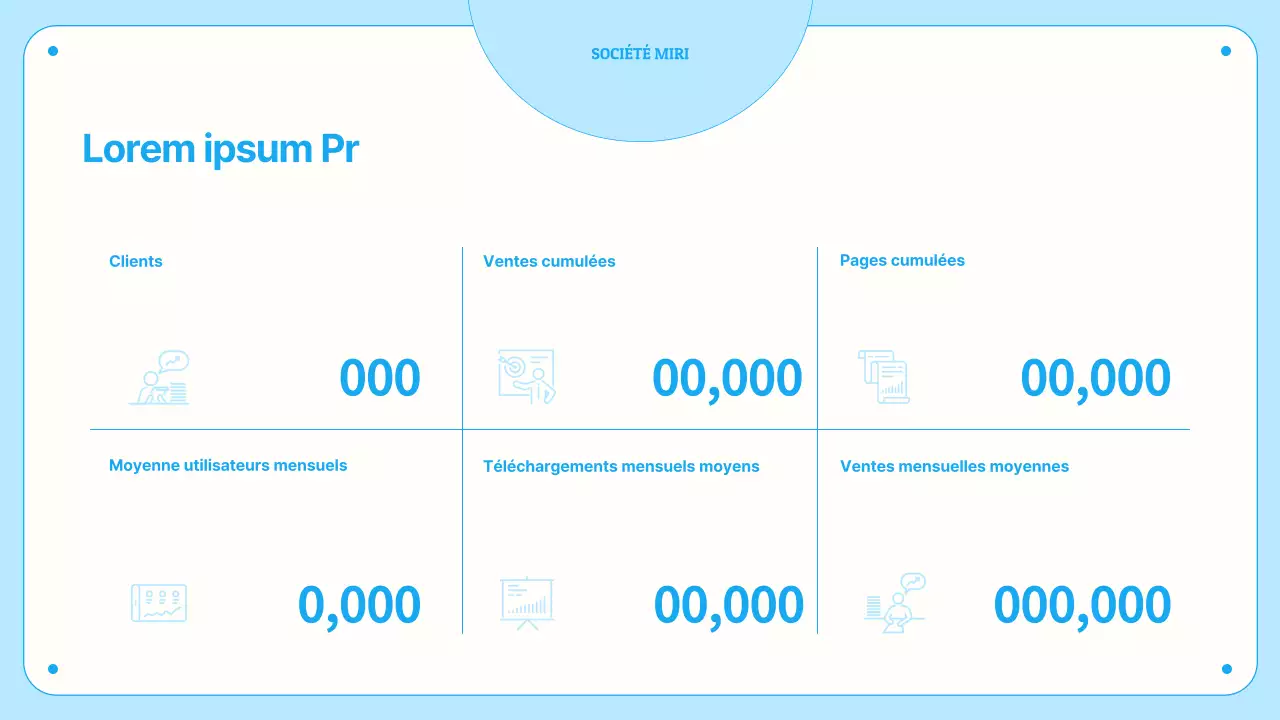 Graphiques et infographies avec des cercles dans des tons bleus pastel