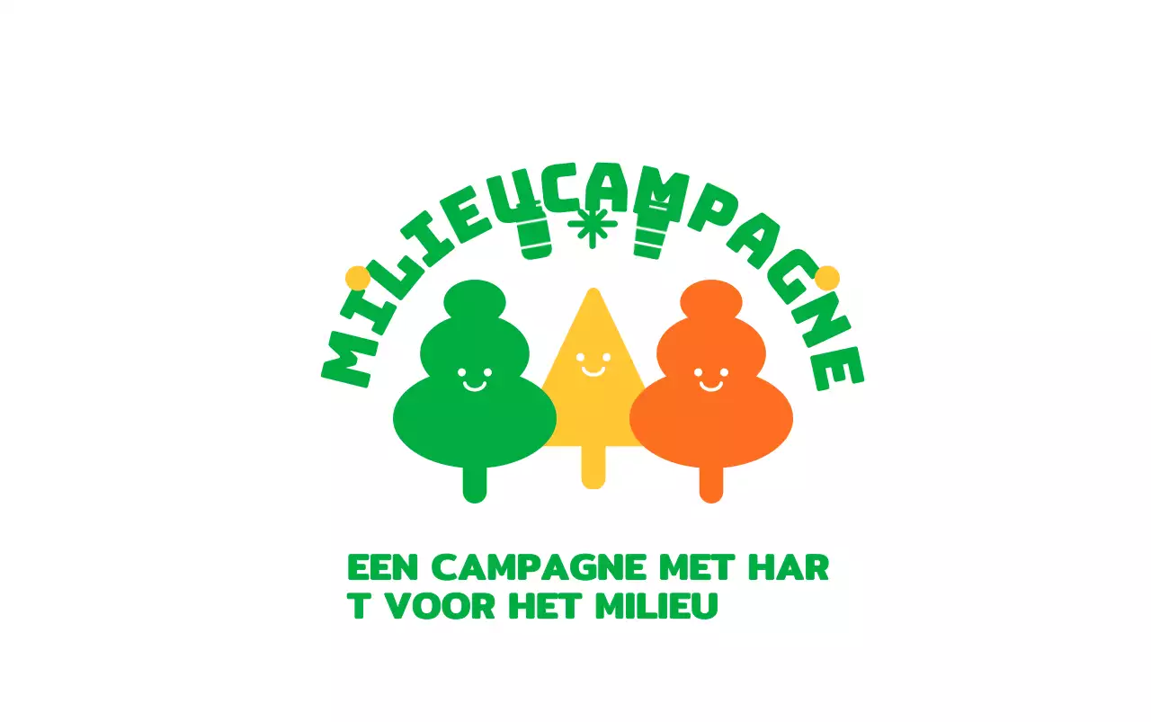 Ontwerp een milieucampagne met een illustratie van een schattig groen boomfiguurtje