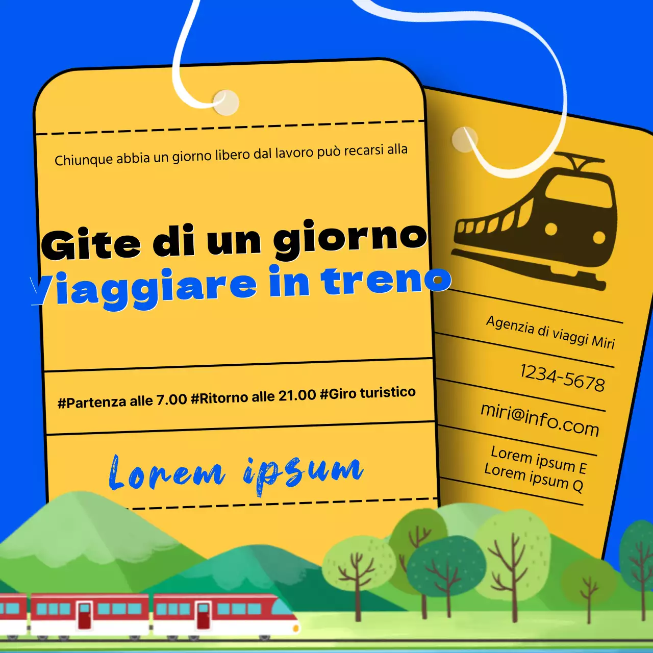 Biglietto Farfan giallo Semplice illustrazione Viaggio in treno Evento